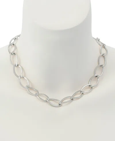 Robert Lee Morris Soho Silver Link Collar Necklace In Silver