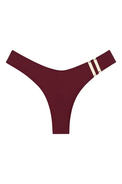 Montce Women's Red Maroon Sporty Lulu Zig-zag Stitch Bikini Bottom In Burgundy