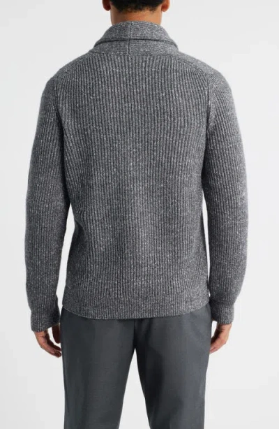 Jack Victor Wool & Silk Shawl Collar Cardigan In Gray