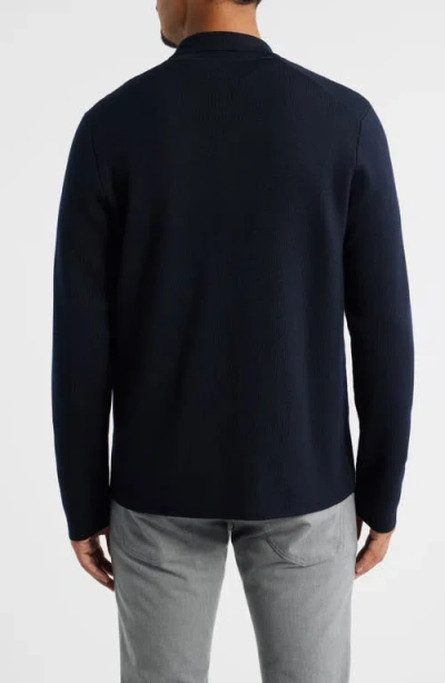 Jack Victor Milano Stitch Merino Wool Cardigan In Blue