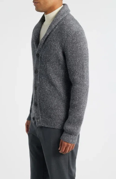 Jack Victor Wool & Silk Shawl Collar Cardigan In Gray