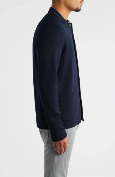 Jack Victor Milano Stitch Merino Wool Cardigan In Blue