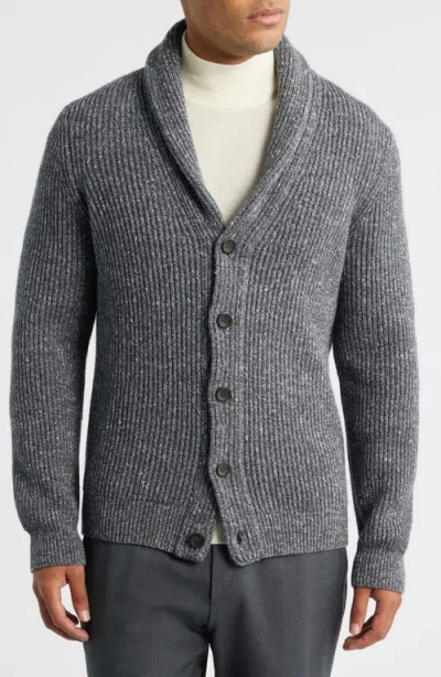 Jack Victor Wool & Silk Shawl Collar Cardigan In Gray