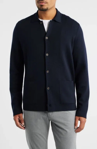 Jack Victor Milano Stitch Merino Wool Cardigan In Blue