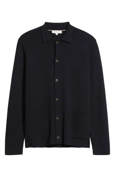 Jack Victor Milano Stitch Merino Wool Cardigan In Blue