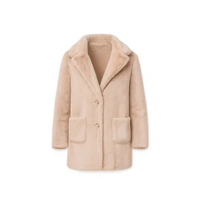 Tantra Spain Sl Women's Neutrals Fur Coat With Pockets And Buttons. In Neutral