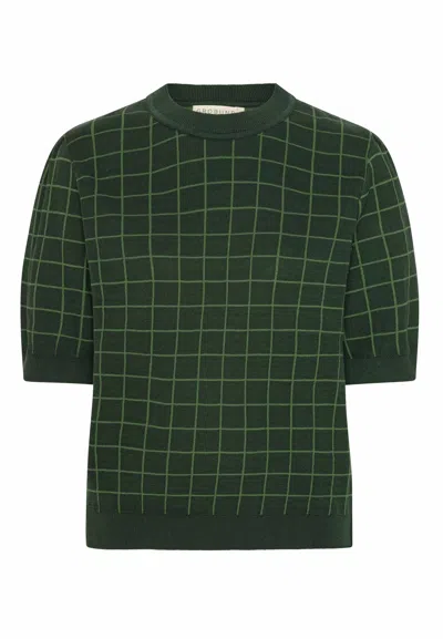 Grobund Women's  Alva Tee - With Green Grid In Green