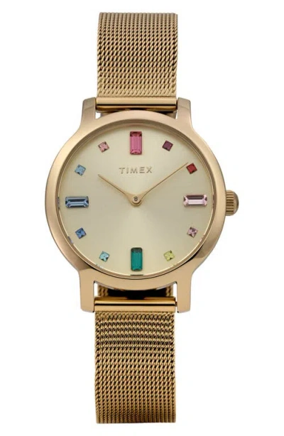 Timex ® Transcend™ Mesh Strap Watch, 31mm In Gold