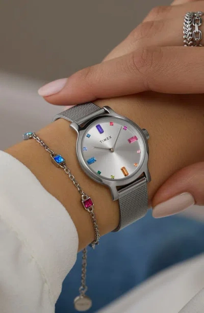 Timex ® Transcend™ Mesh Strap Watch & Bracelet Gift Set, 31mm In Gray