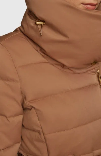 Donna Karan New York Water Resistant Belted Puffer Coat In Brown