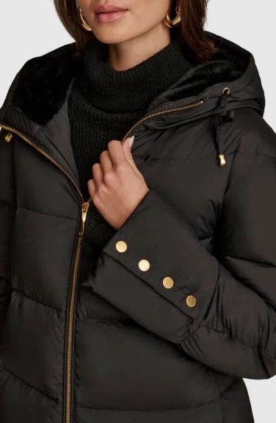 Donna Karan New York Water Resistant Hooded Down Puffer Coat In Gray