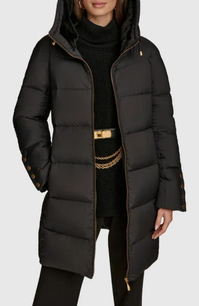 Donna Karan New York Water Resistant Hooded Down Puffer Coat In Gray