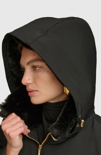 Donna Karan New York Lux Water Resistant Puffer Coat With Faux Fur Trim In Green