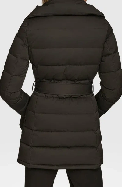 Donna Karan New York Water Resistant Belted Puffer Coat In Gray