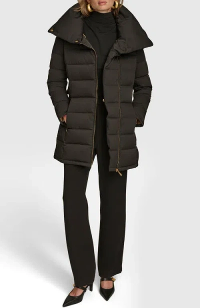 Donna Karan New York Water Resistant Belted Puffer Coat In Gray