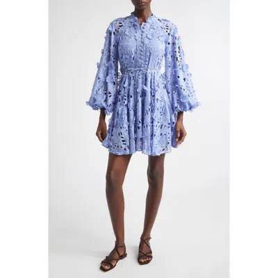 Zimmermann Womens Jacaranda Patience Long-sleeve Cotton Mini Dress Xs In Blue
