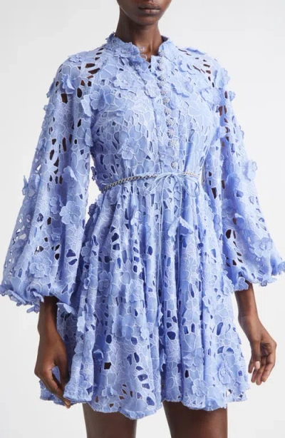 Zimmermann Womens Jacaranda Patience Long-sleeve Cotton Mini Dress Xs In Blue