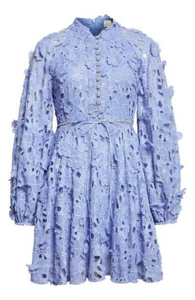 Zimmermann Womens Jacaranda Patience Long-sleeve Cotton Mini Dress Xs In Blue