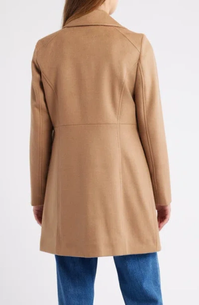 Michael Kors Front Zip Wool Blend Coat In Brown