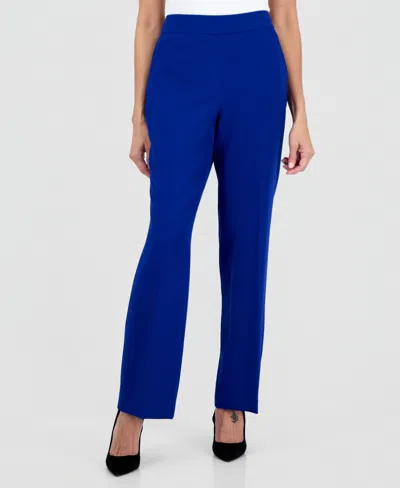 Kasper Women's Gracie High-rise Straight-leg Pants, Regular & Petite In Blue