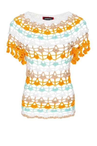 Andreeva Women's Bird Of Paradise Multicolor Handmade Crochet Top In Multi