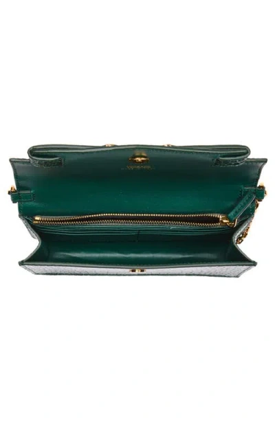 Versace Medusa Croc Embossed Leather Wallet On A Chain In Green