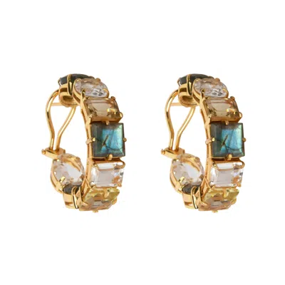 Bounkit Women's Gold / Grey Cielo Hoops Pierced In Brown