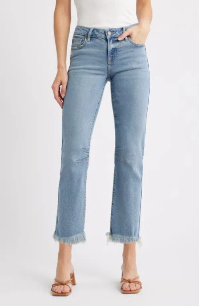 Hidden Jeans Frayed Low Rise Ankle Skinny Jeans In Blue