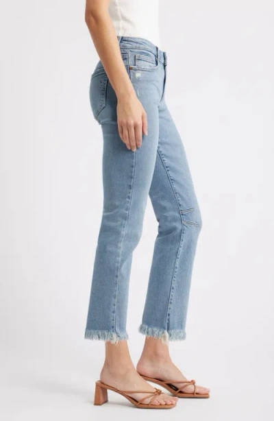Hidden Jeans Frayed Low Rise Ankle Skinny Jeans In Blue