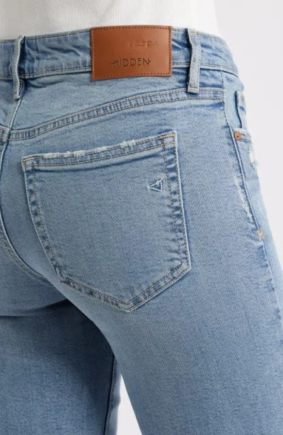 Hidden Jeans Frayed Low Rise Ankle Skinny Jeans In Blue