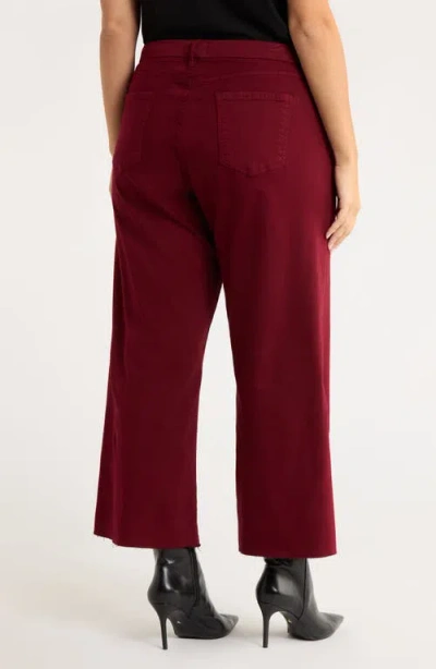 Kut From The Kloth Meg Fab Ab Raw Hem High Waist Ankle Wide Leg Jeans In Burgundy