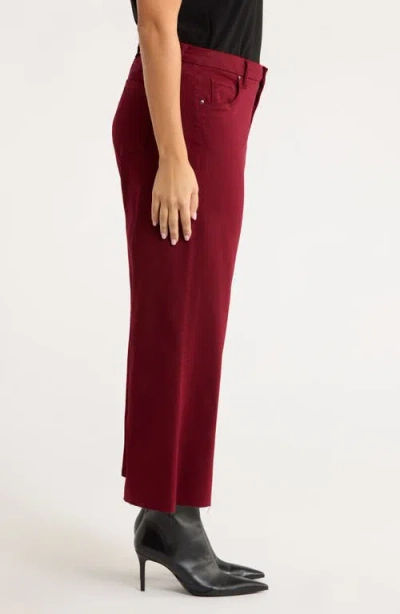 Kut From The Kloth Meg Fab Ab Raw Hem High Waist Ankle Wide Leg Jeans In Burgundy