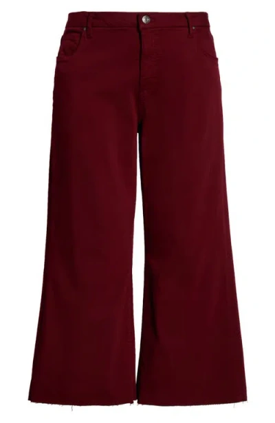 Kut From The Kloth Meg Fab Ab Raw Hem High Waist Ankle Wide Leg Jeans In Burgundy