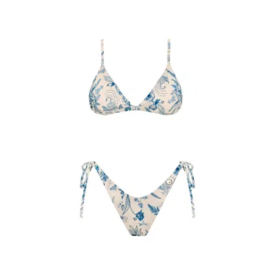Acuarela Brand Women's Blue / White Mykonos Bikini Set In Multi