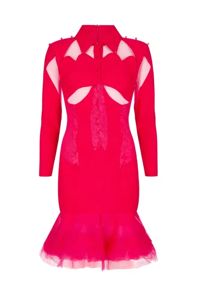 April & Alex Women's Pink Lace Mini Dress In Red