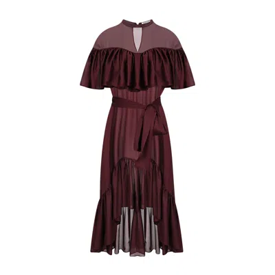Merlenne Women's Red Semi-sheer Burgundy Dress In Brown