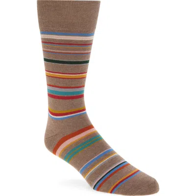 Paul Smith Cotton-blend Marl Stripe Socks In Brown