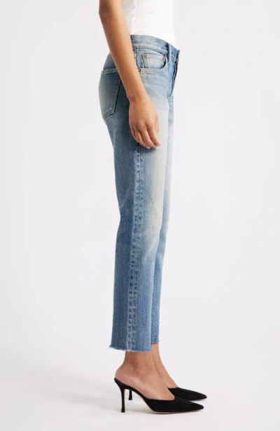 Moussy Vintage Medfield Tapered Raw Hem Ankle Jeans In Blue