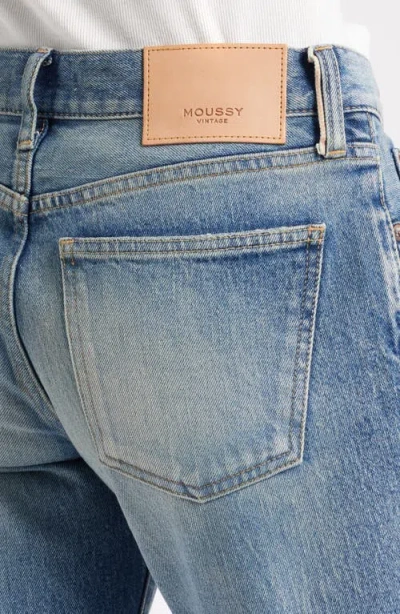 Moussy Vintage Medfield Tapered Raw Hem Ankle Jeans In Blue