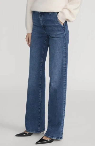 Frame The High Waist Straight Leg Trouser Jeans In Blue