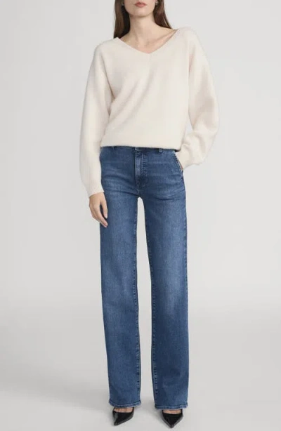 Frame The High Waist Straight Leg Trouser Jeans In Blue