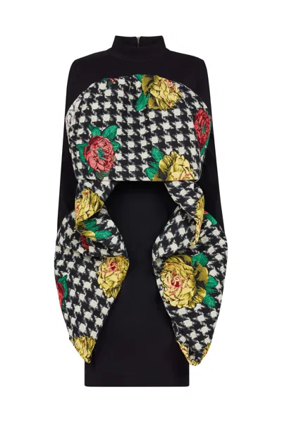 April & Alex Women's Black Floral Fitted Dress In Animal Print