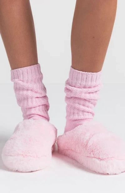 Skims Faux Fur Slipper In Pink