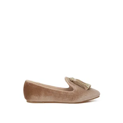 Rag & Co Women's Neutrals Tromso Iconic Tassel Detail Velvet Loafers In Beige By  In Black