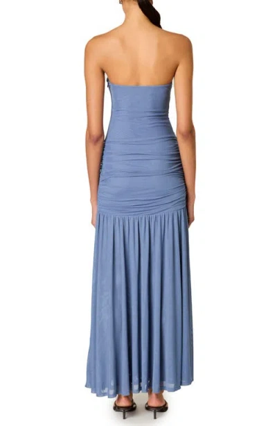 Nia Abbott Kinney Strapless Maxi Dress In Blue