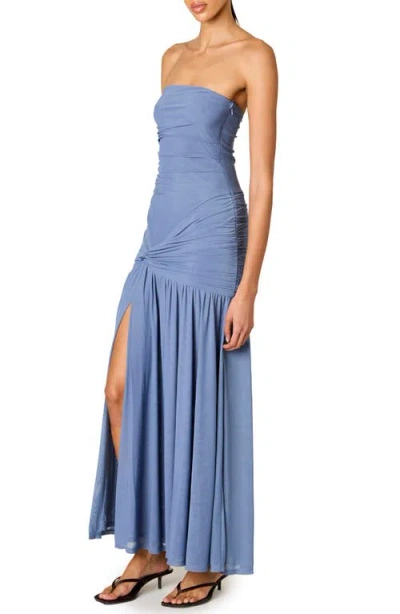 Nia Abbott Kinney Strapless Maxi Dress In Blue