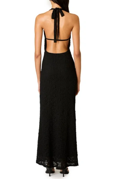 Nia Thalia Lace Halter Maxi Dress In Black