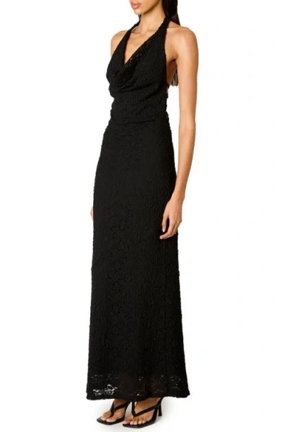 Nia Thalia Lace Halter Maxi Dress In Black