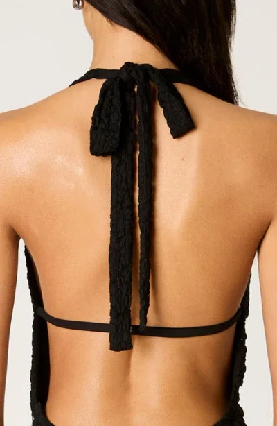 Nia Thalia Lace Halter Maxi Dress In Black