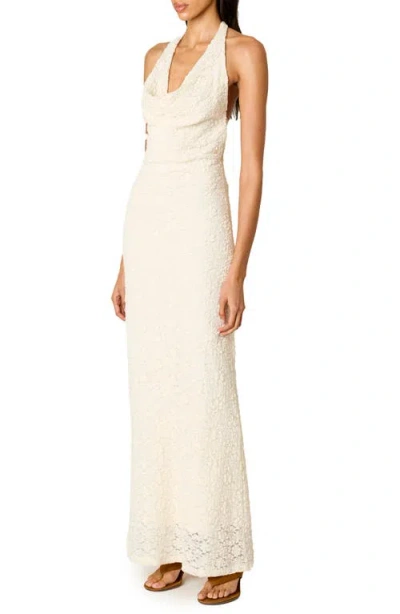 Nia Thalia Lace Halter Maxi Dress In White